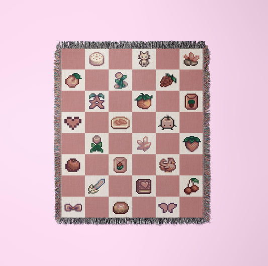 Stardew Valley Blanket - Pink Checkered