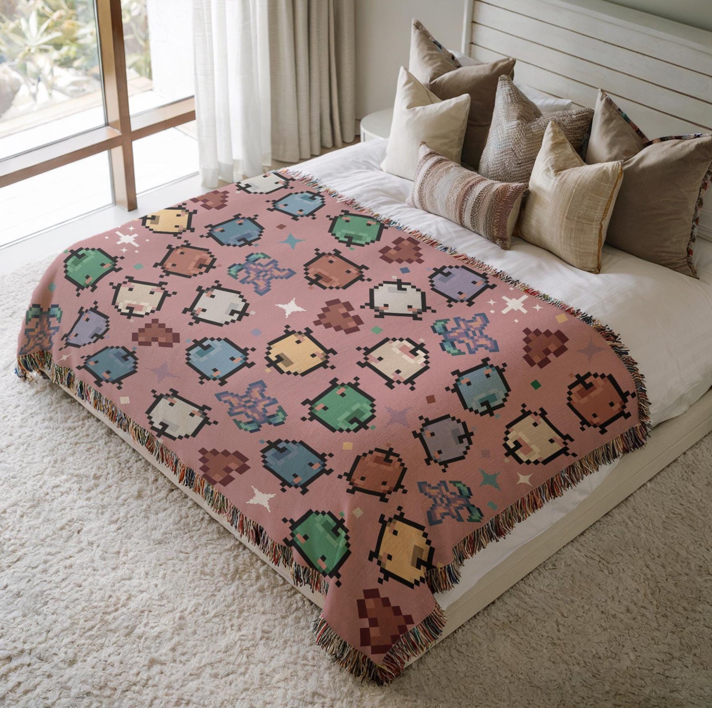 Stardew Valley Blanket - Pink Junimo
