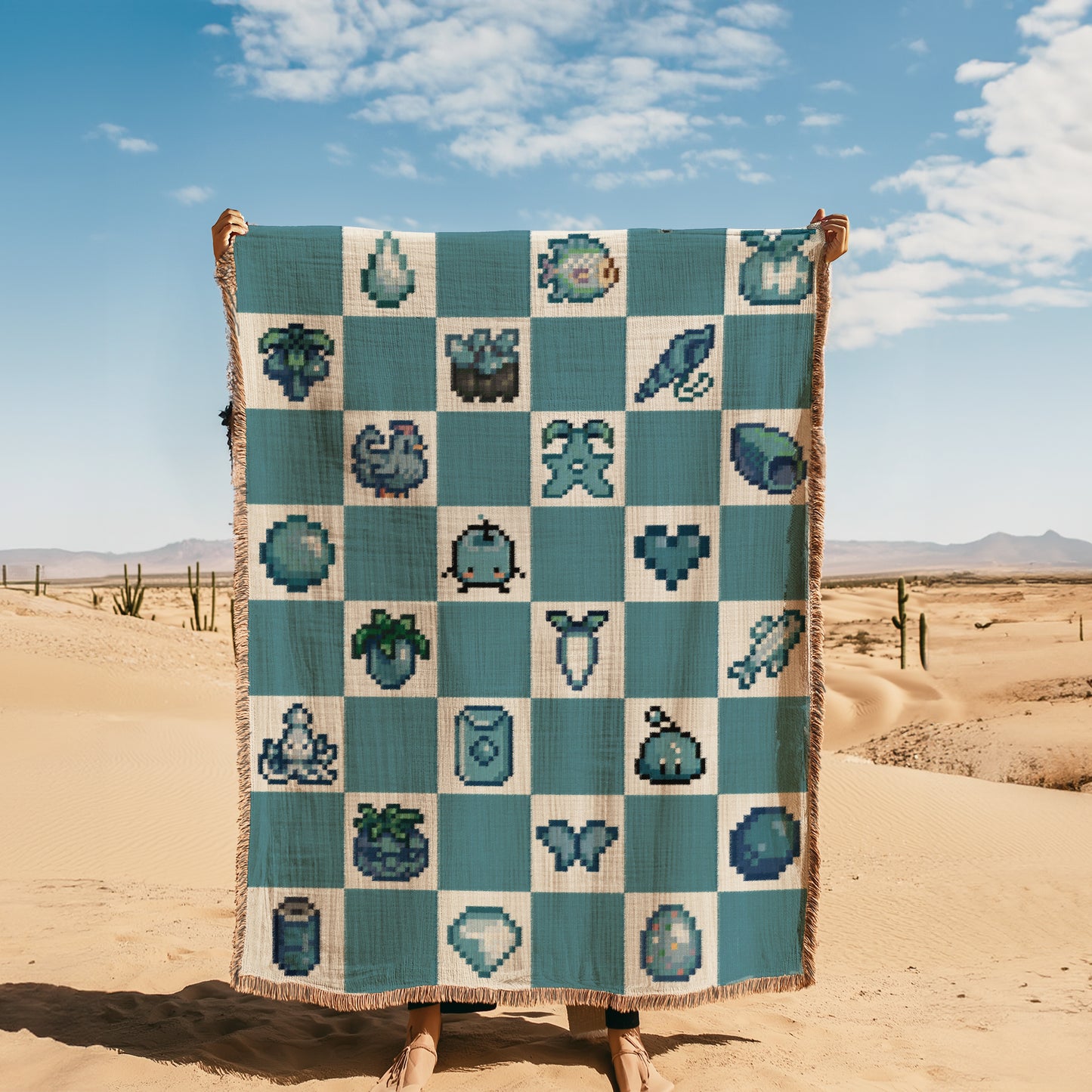 Stardew Valley Blanket - Blue Checkered