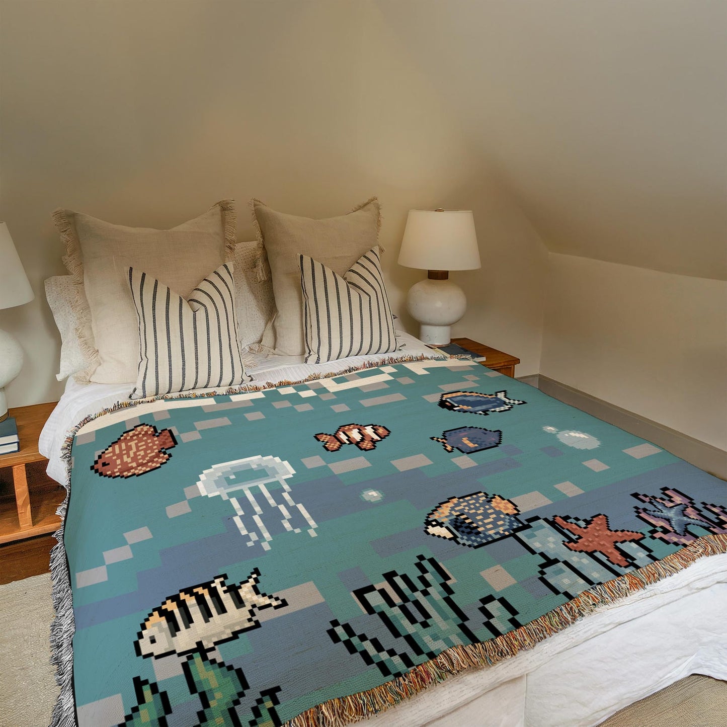 Pixel Aquarium - Woven Blanket