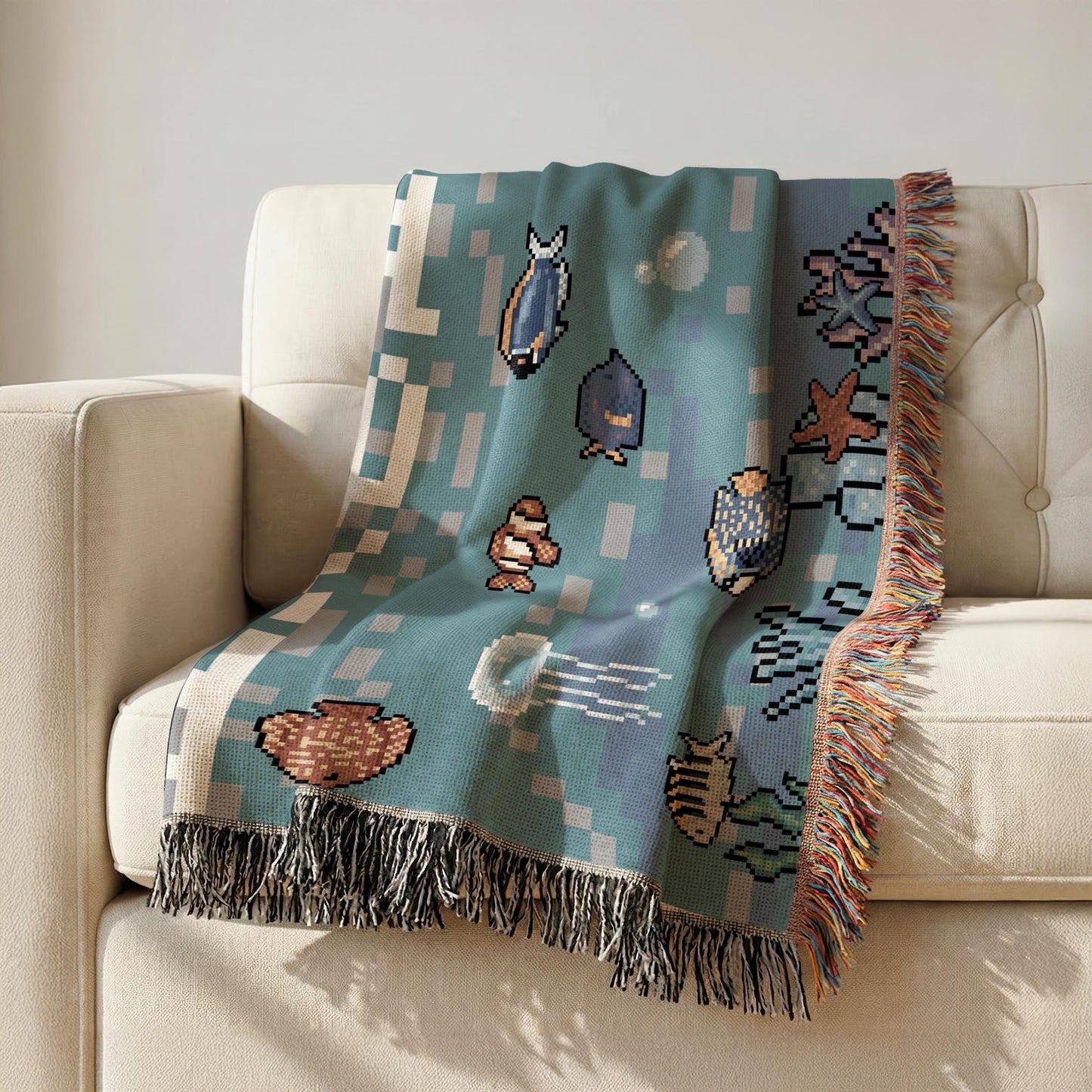 Pixel Aquarium - Woven Blanket