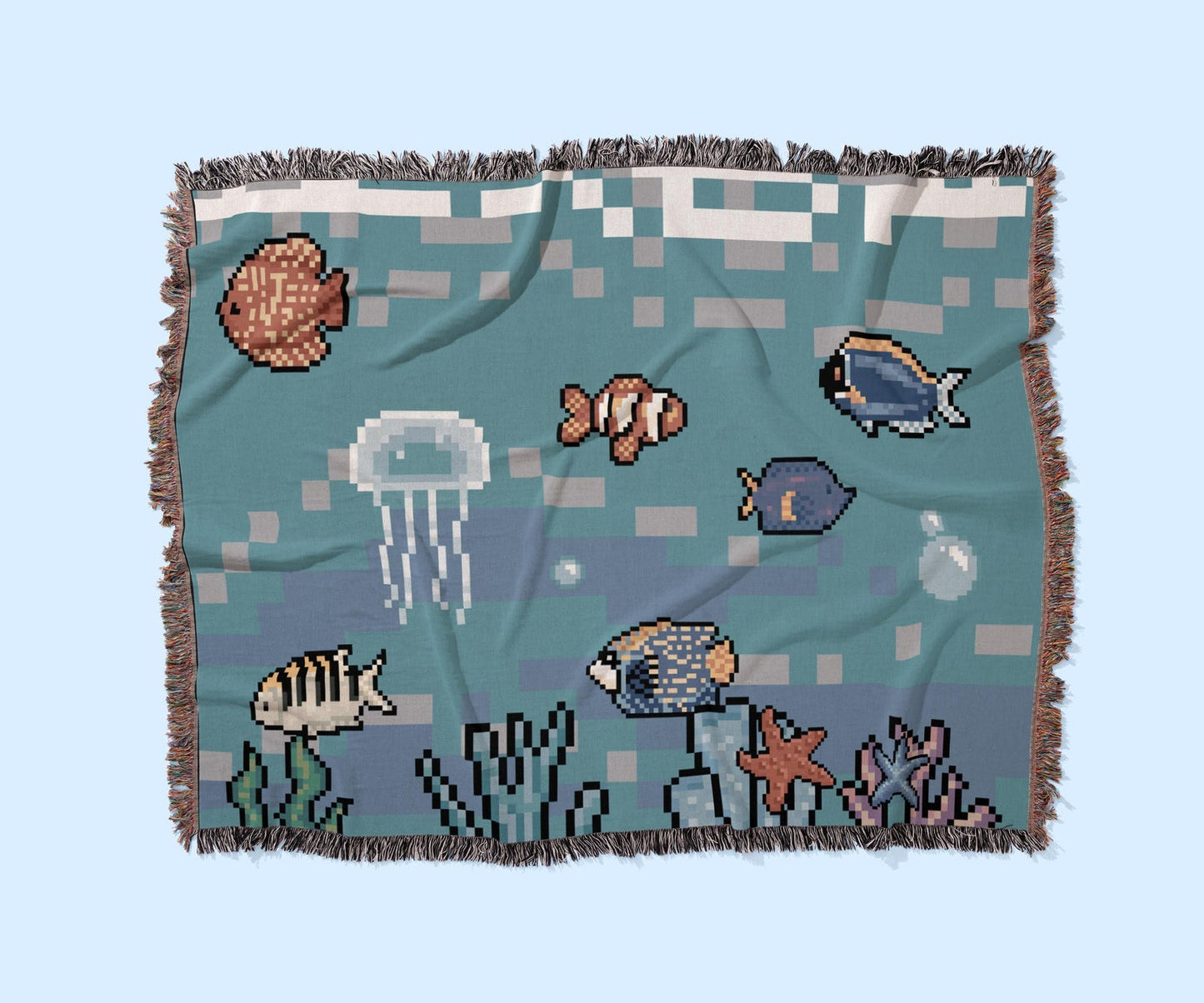 Pixel Aquarium - Woven Blanket