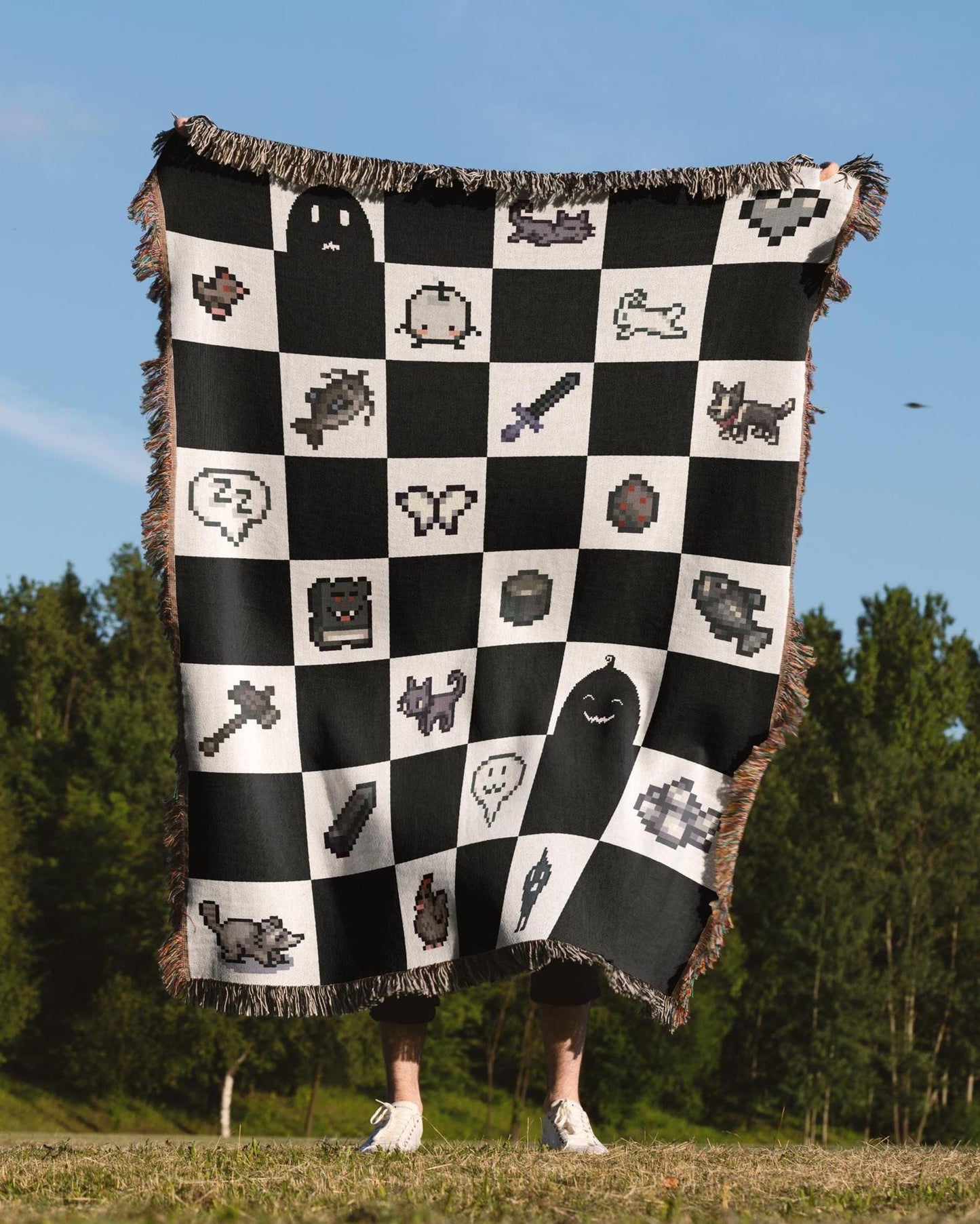 Stardew Valley Blanket - Black Checkered