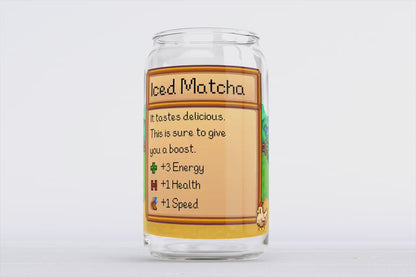 Stardew Valley Glass Cup With Straw - Iced Matcha