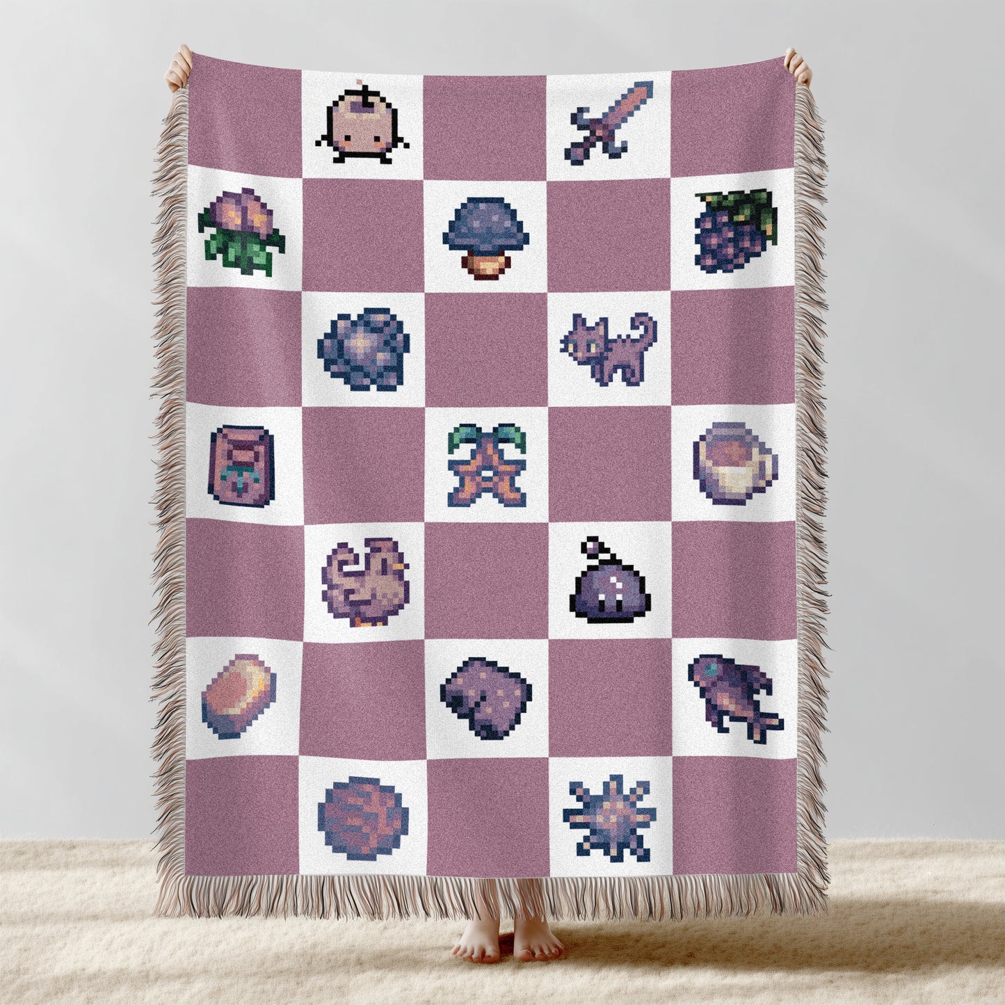 Stardew Valley Blanket - Purple Checkered