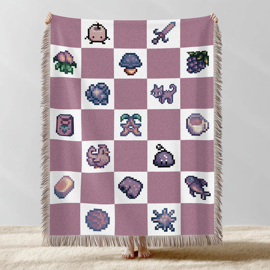 Stardew Valley Blanket - Purple Checkered