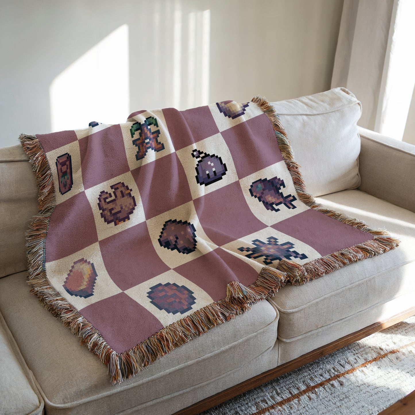 Stardew Valley Blanket - Purple Checkered