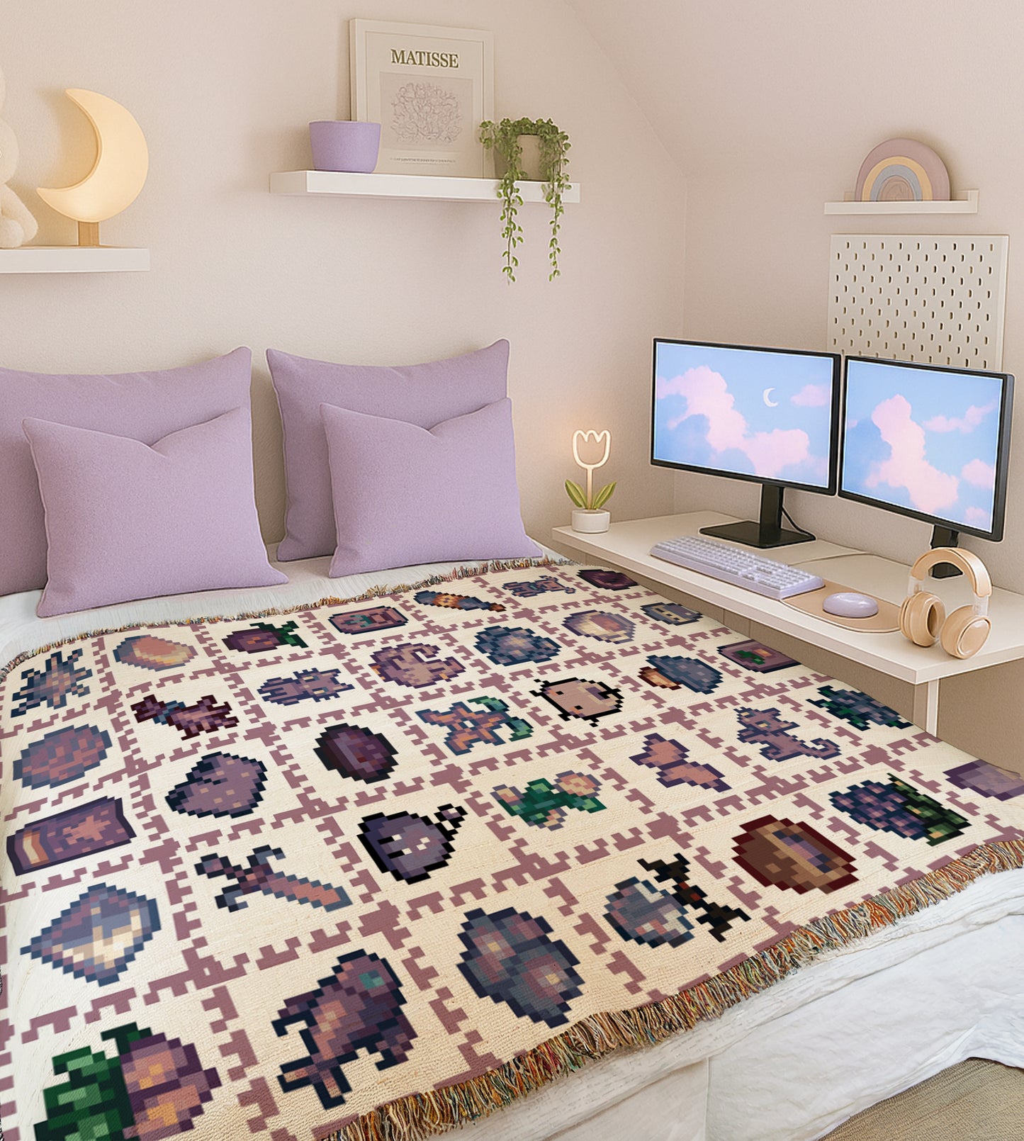 Stardew Valley Blanket - Purple Elements