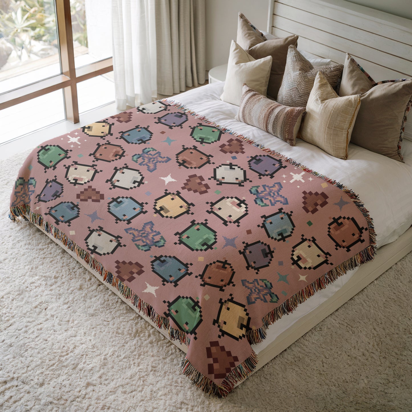 Stardew Valley Blanket - Pink Junimo